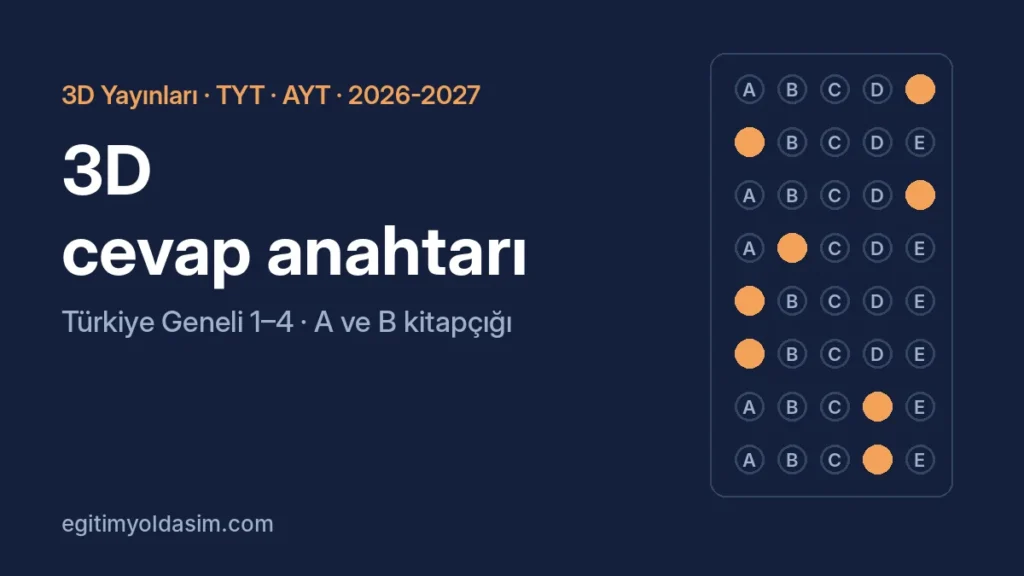 3D Yayınları cevap anahtarı 2026-2027