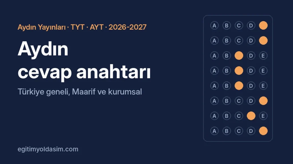 Aydın Yayınları cevap anahtarı 2026-2027