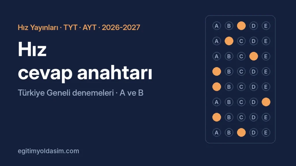 Hız Yayınları cevap anahtarı 2026-2027