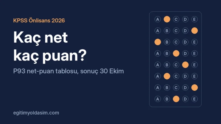 KPSS Önlisans Kaç Net Kaç Puan? 2026 P93 Net-Puan Tablosu