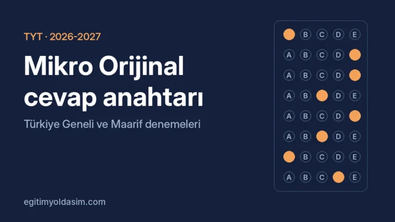 Mikro Orijinal TYT deneme cevap anahtarı 2026-2027