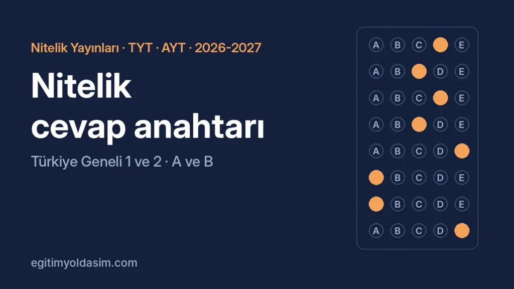 Nitelik Yayınları cevap anahtarı 2026-2027