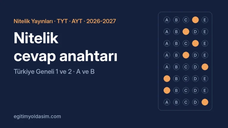Nitelik Yayınları cevap anahtarı 2026-2027
