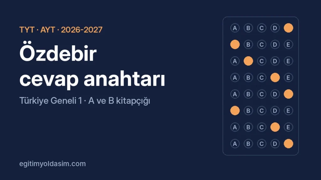 Özdebir cevap anahtarı 2026-2027 TYT ve AYT