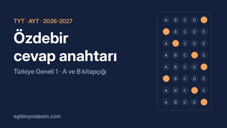 Özdebir cevap anahtarı 2026-2027 TYT ve AYT