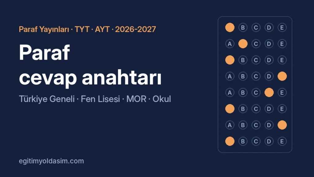 Paraf Yayınları cevap anahtarı 2026-2027