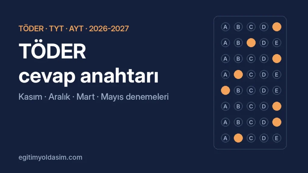 TÖDER cevap anahtarı 2026-2027