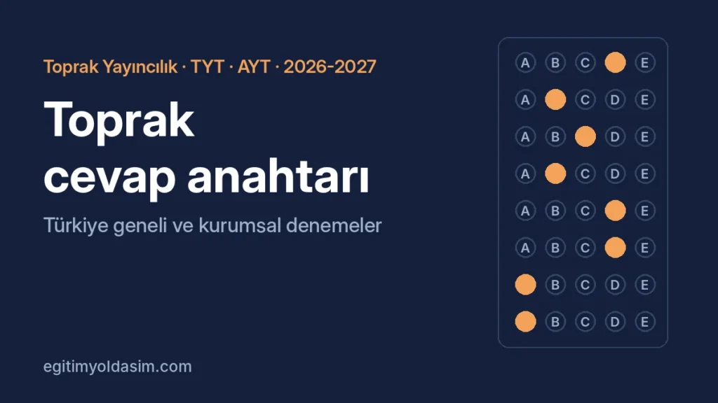 Toprak Yayıncılık cevap anahtarı 2026-2027