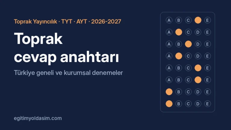 Toprak Yayıncılık cevap anahtarı 2026-2027