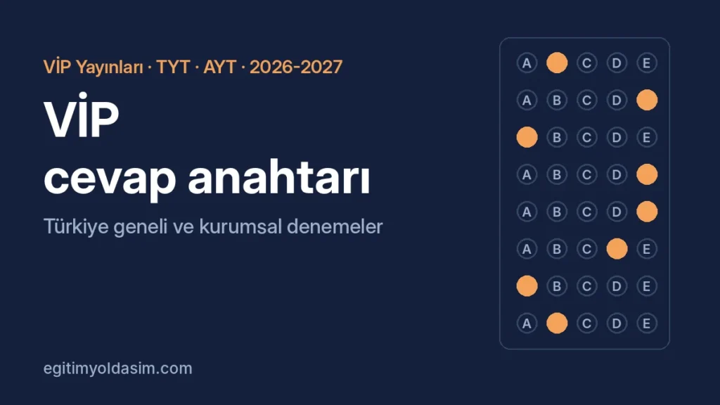 VİP Yayınları cevap anahtarı 2026-2027